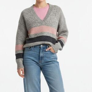 Vintage Britches Great Outdoors Sweater Women Small Wool Blend Gray Pink 80s 90s